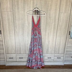 White‎ Waves Sirene Long Dress Double Ruffle